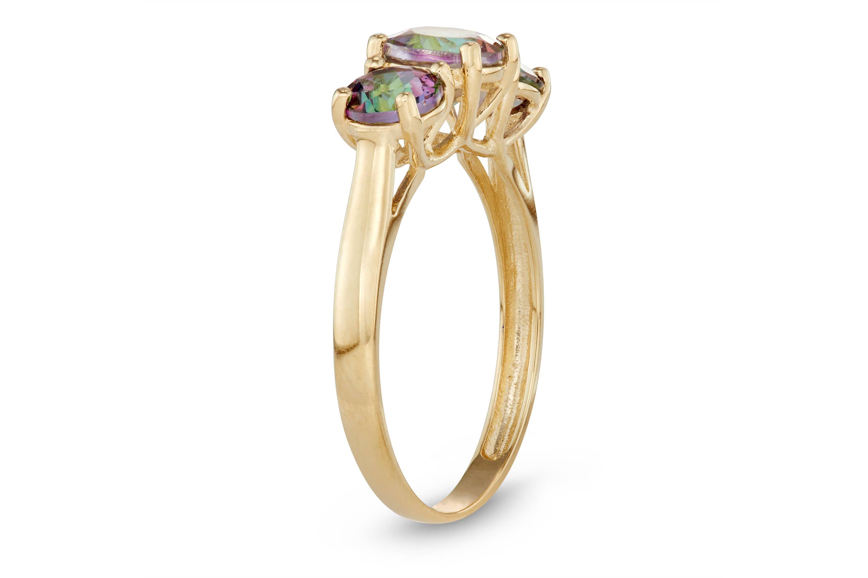10Kt Gold Mystic Topaz 3-Stone Ring
