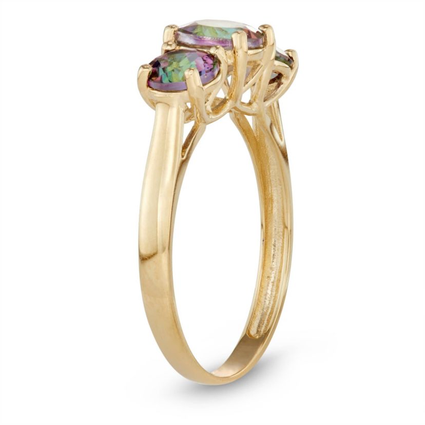 10Kt Gold Mystic Topaz 3-Stone Ring
