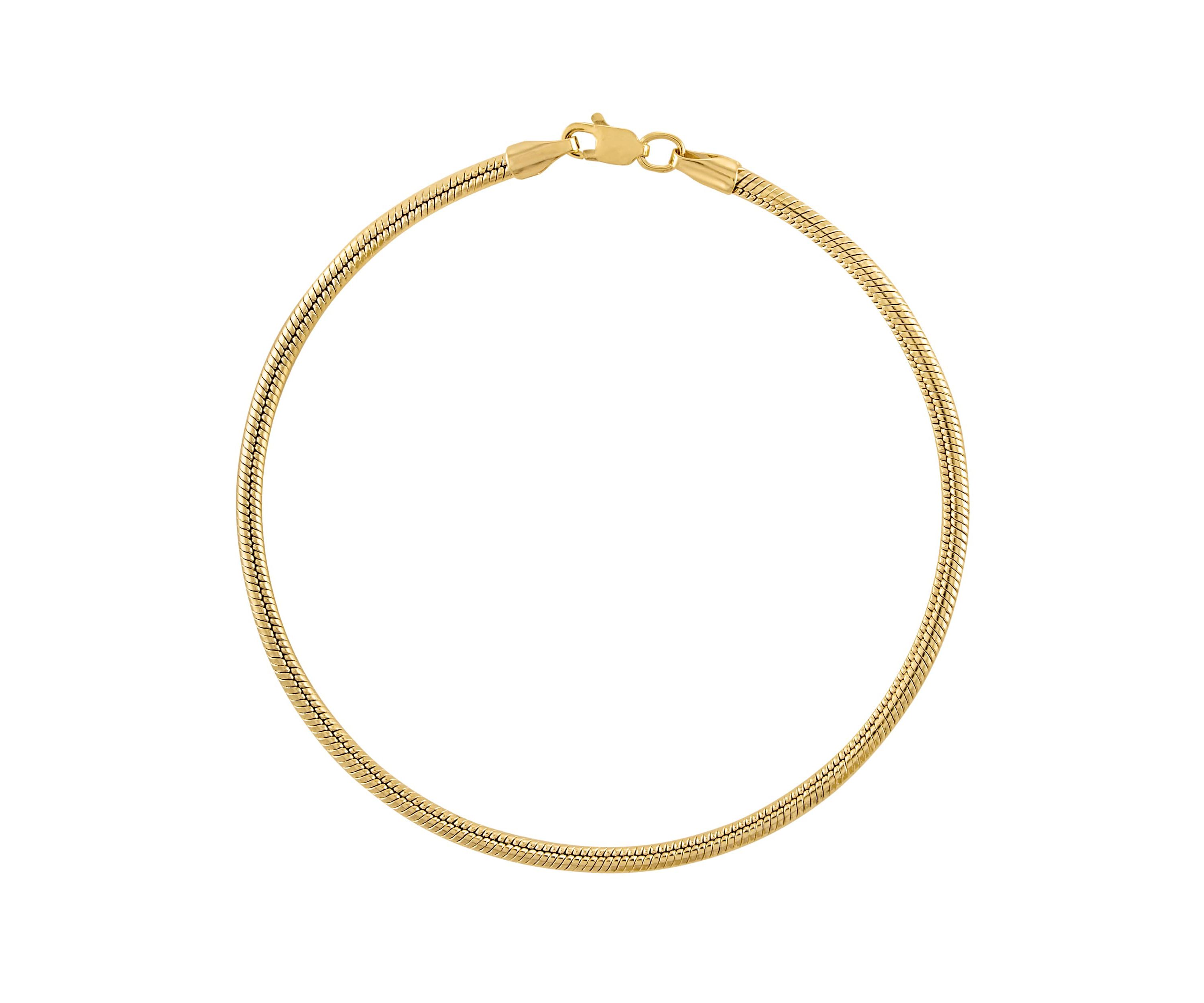 10Kt Gold Mens 2.4mm Snake Chain Bracelet