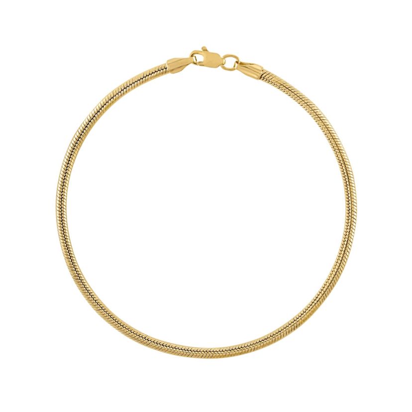 10Kt Gold Mens 2.4mm Snake Chain Bracelet