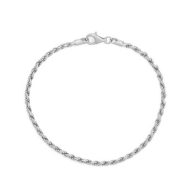 Jordan Blue NYC Sterling Silver Men's 2.5mm Rope Chain Bracelet, White, 7.25 in