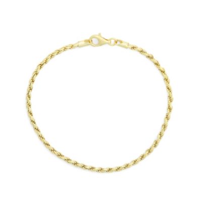 Jordan Blue NYC Sterling Silver Men's 2.5mm Rope Chain Bracelet, Yellow, 7.25 in