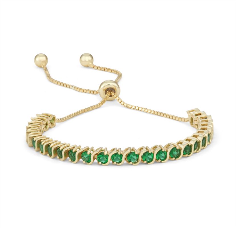 Sterling Silver Sim Emerald Adjustable Tennis Bracelet