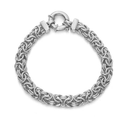 Jordan Blue NYC Sterling Silver 9.65mm Byzantine Chain Bracelet, White, 7.5 in