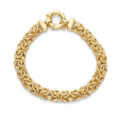 Jordan Blue NYC Sterling Silver 9.65mm Byzantine Chain Bracelet, Yellow, 8 in