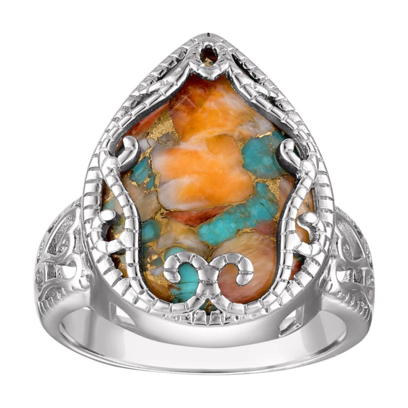Sterling Silver Blue Oyster Turquoise Ring