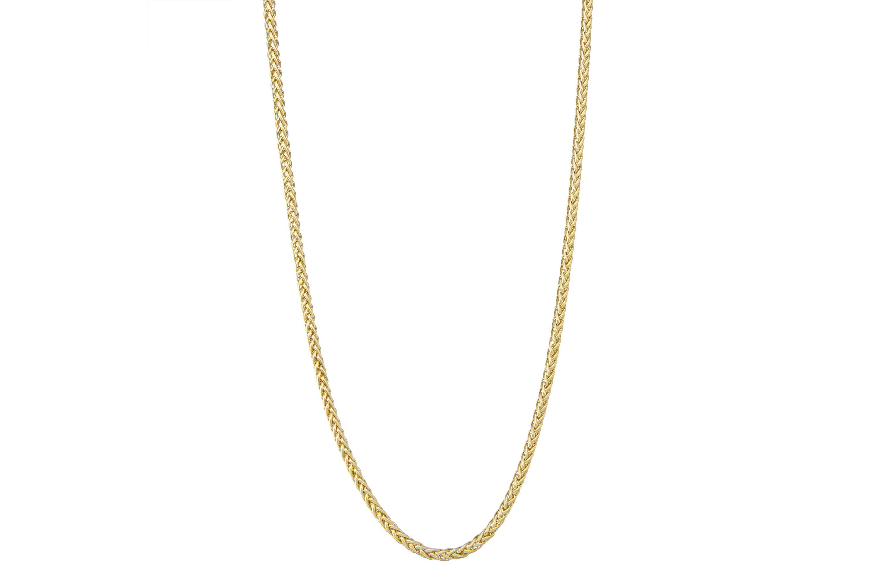 10Kt Gold Mens 3.2mm Round Wheat Chain Necklace