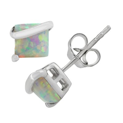 Jordan Blue NYC Lab Created Sterling Silver Created Opal Swirl Stud Earring, White