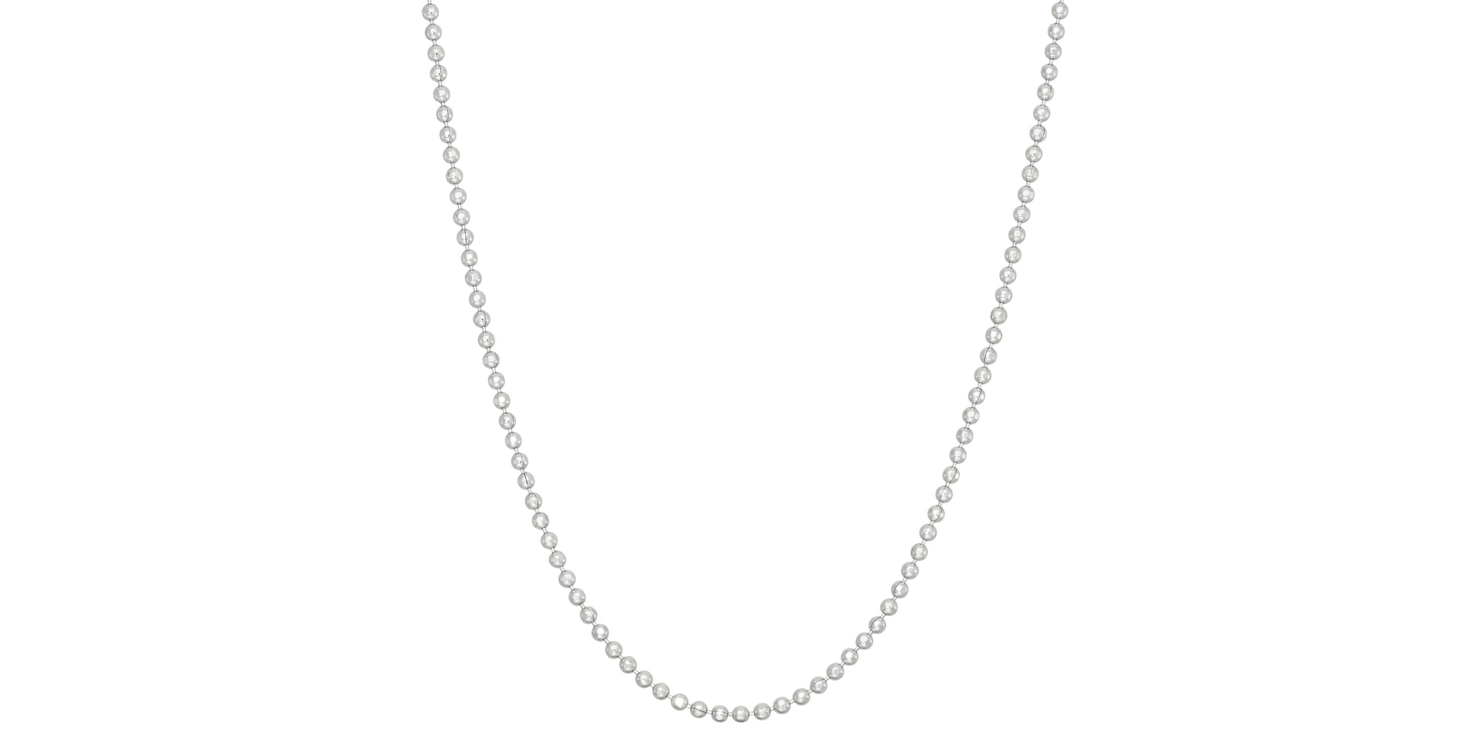 Sterling Silver Diamond-Cut 1.2mm Ball Curb Chain Necklace