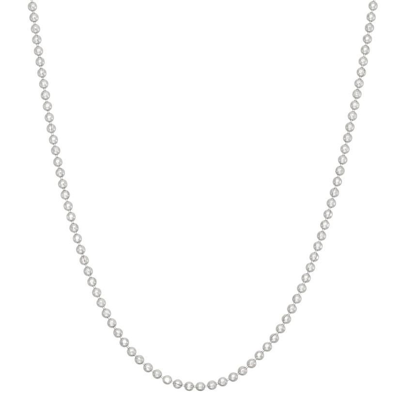 Sterling Silver Diamond-Cut 1.2mm Ball Curb Chain Necklace