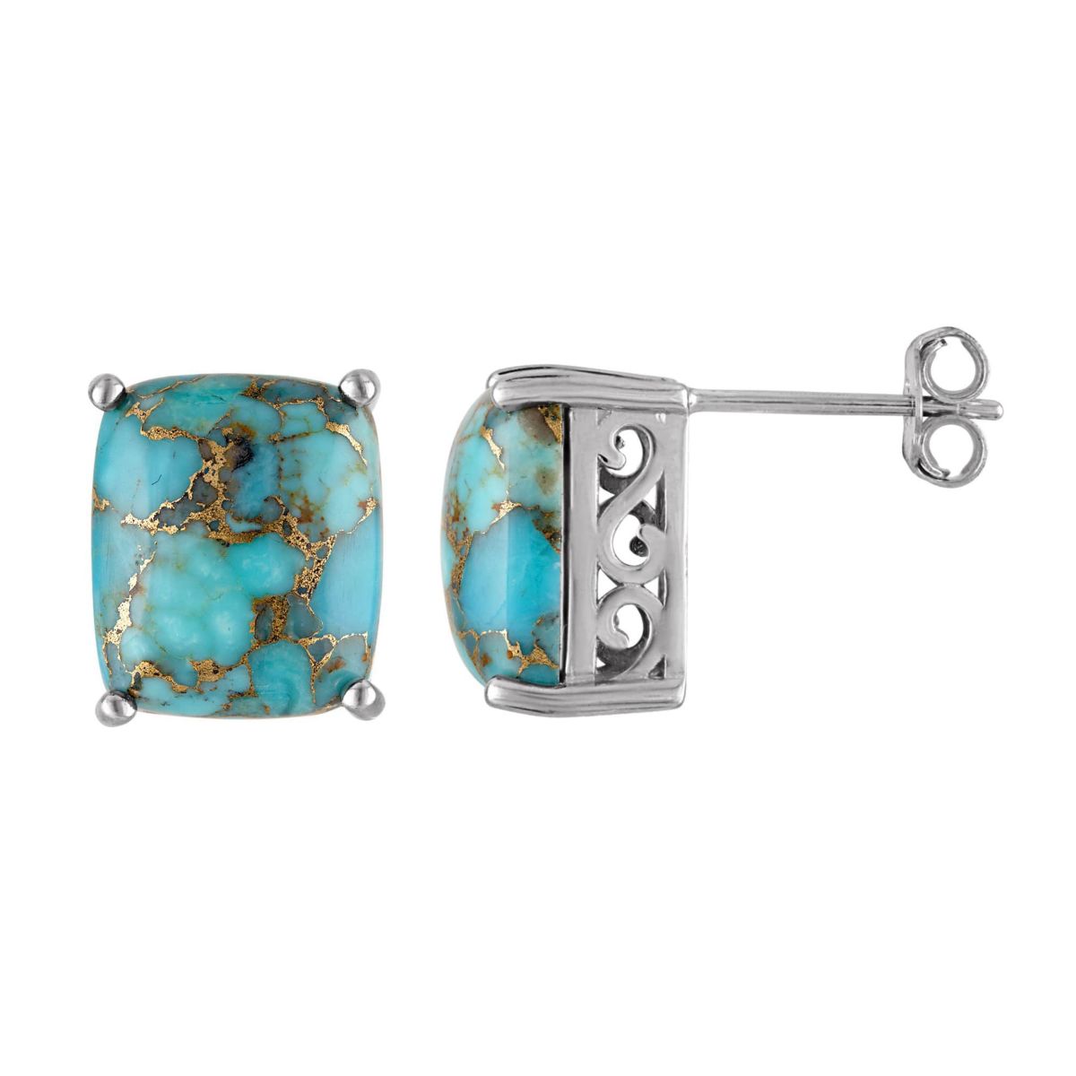 Sterling Silver Blue Copper Turquoise Earring