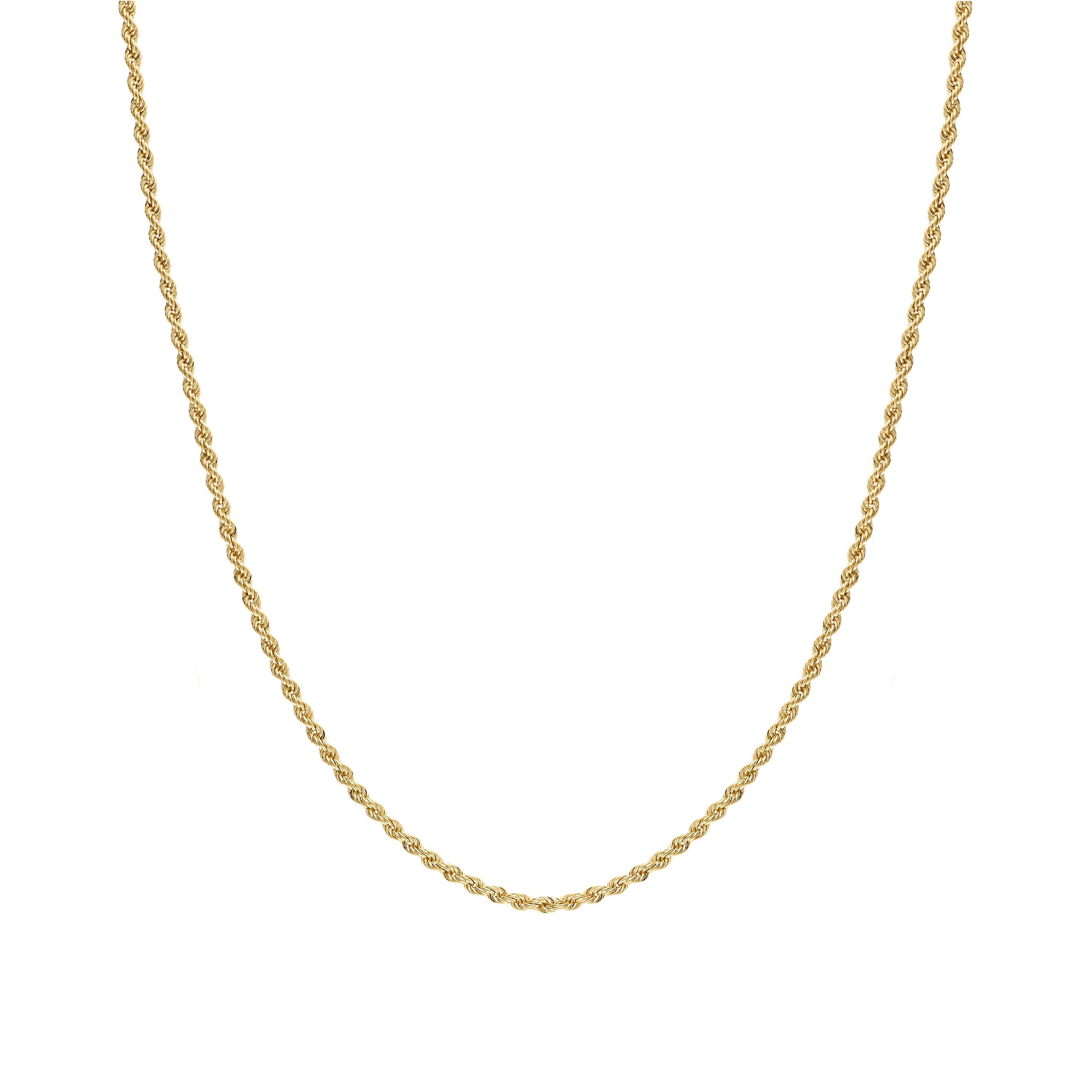 14Kt Gold 1.6mm Rope Pendant Chain Necklace