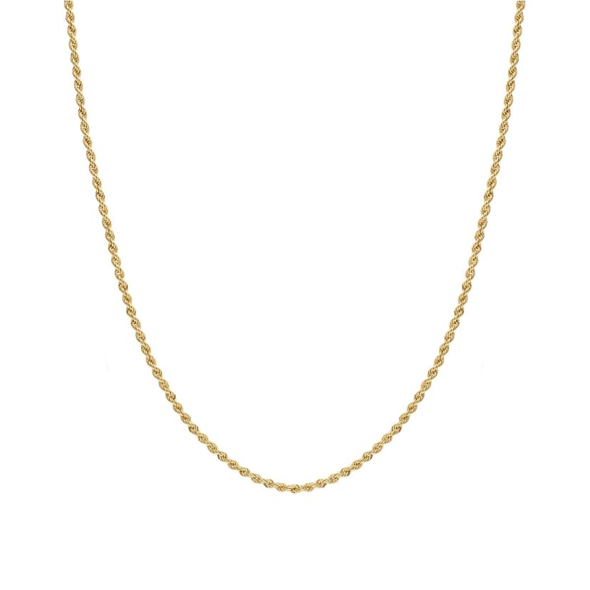 14Kt Gold 1.6mm Rope Pendant Chain Necklace
