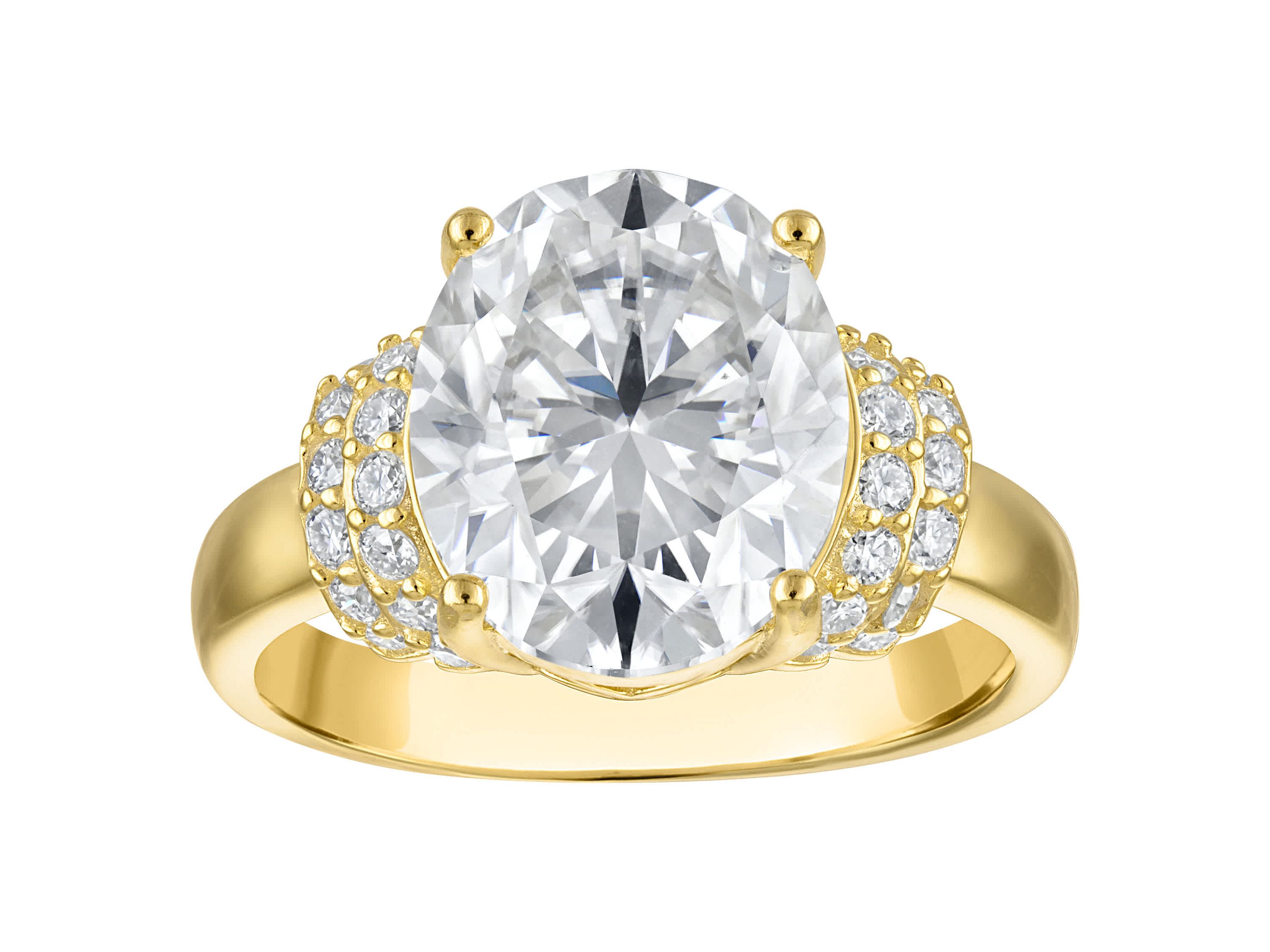 Lab Created Gold Plated Silver Moissanite Ring