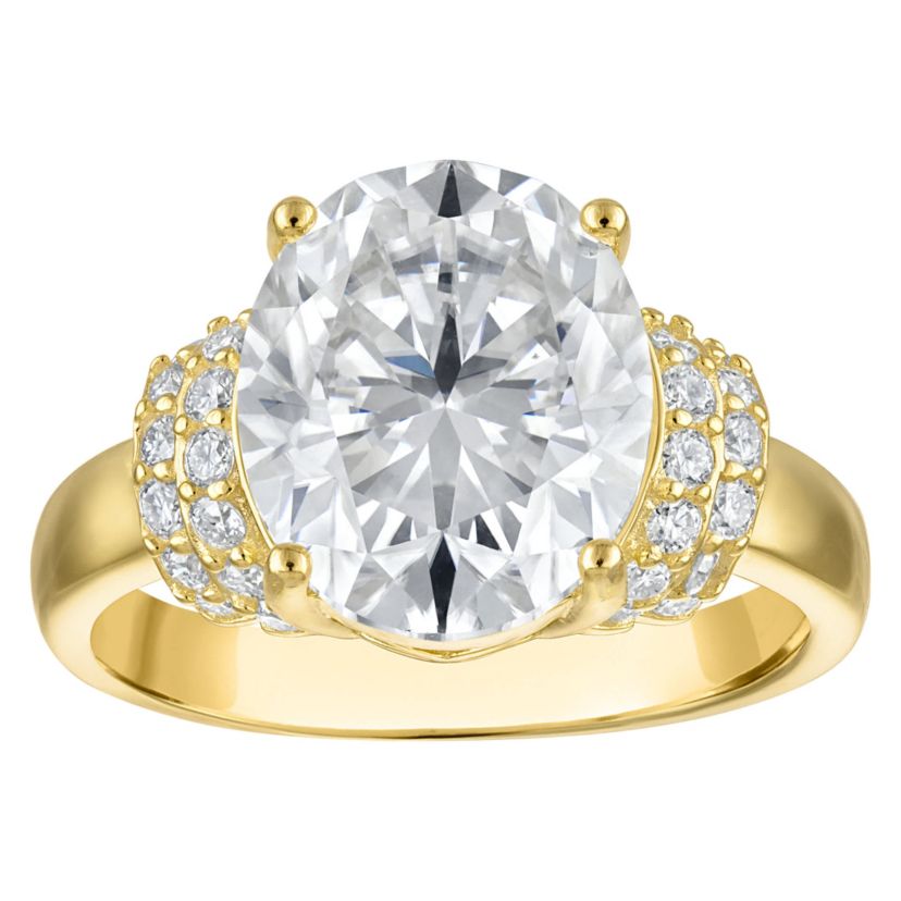 Lab Created Gold Plated Silver Moissanite Ring