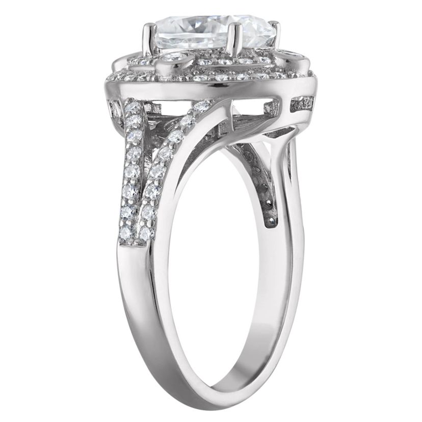 Lab Created Platinum-plated Silver Moissanite Ring
