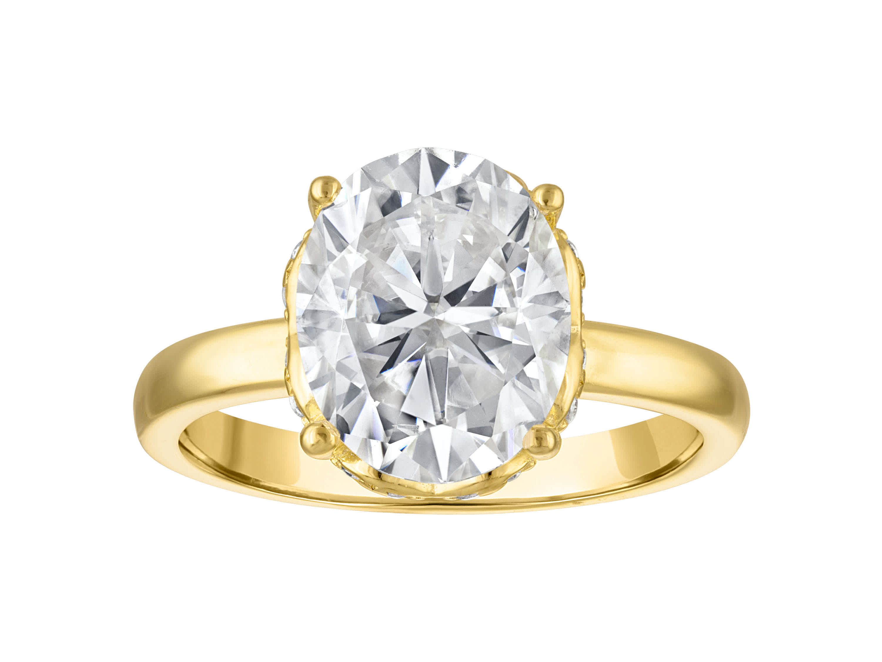 Lab Created Gold Plated Silver Moissanite Ring