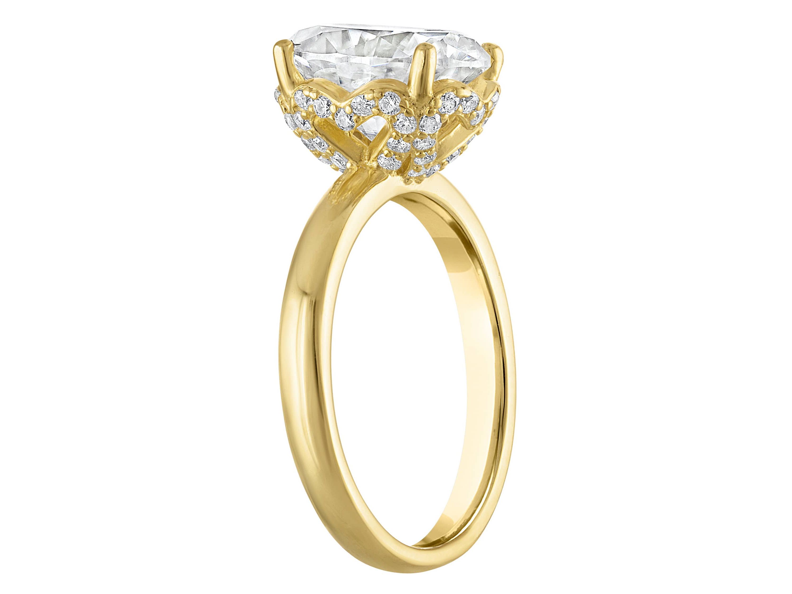 Lab Created Gold Plated Silver Moissanite Ring