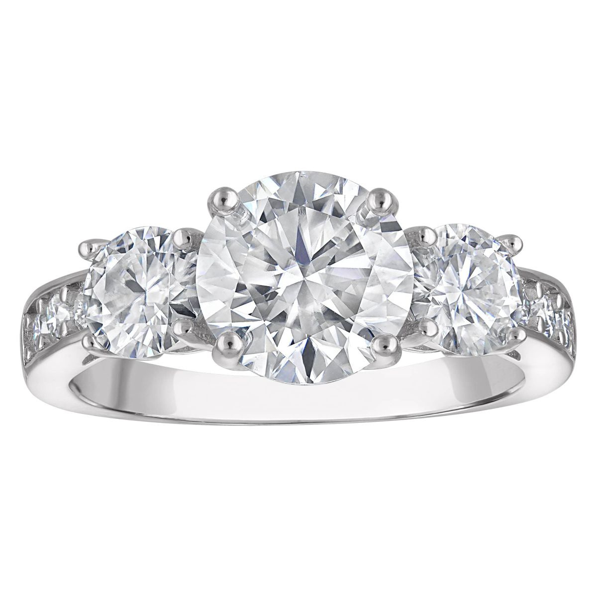 Lab Created Platinum Plated Silver Moissanite Ring