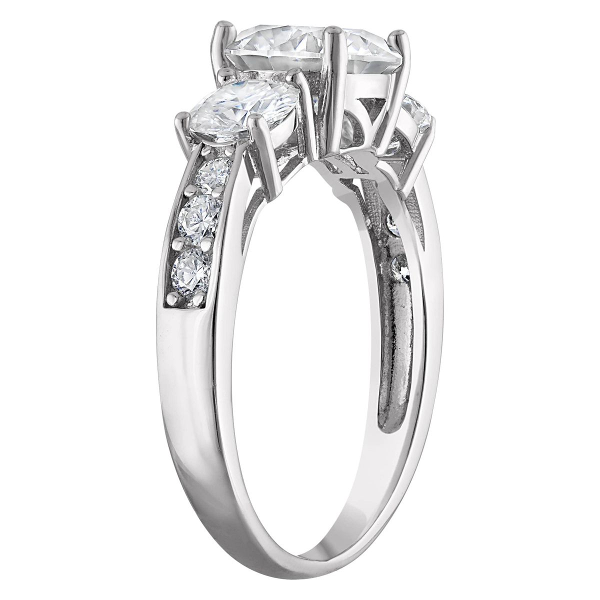 Lab Created Platinum Plated Silver Moissanite Ring