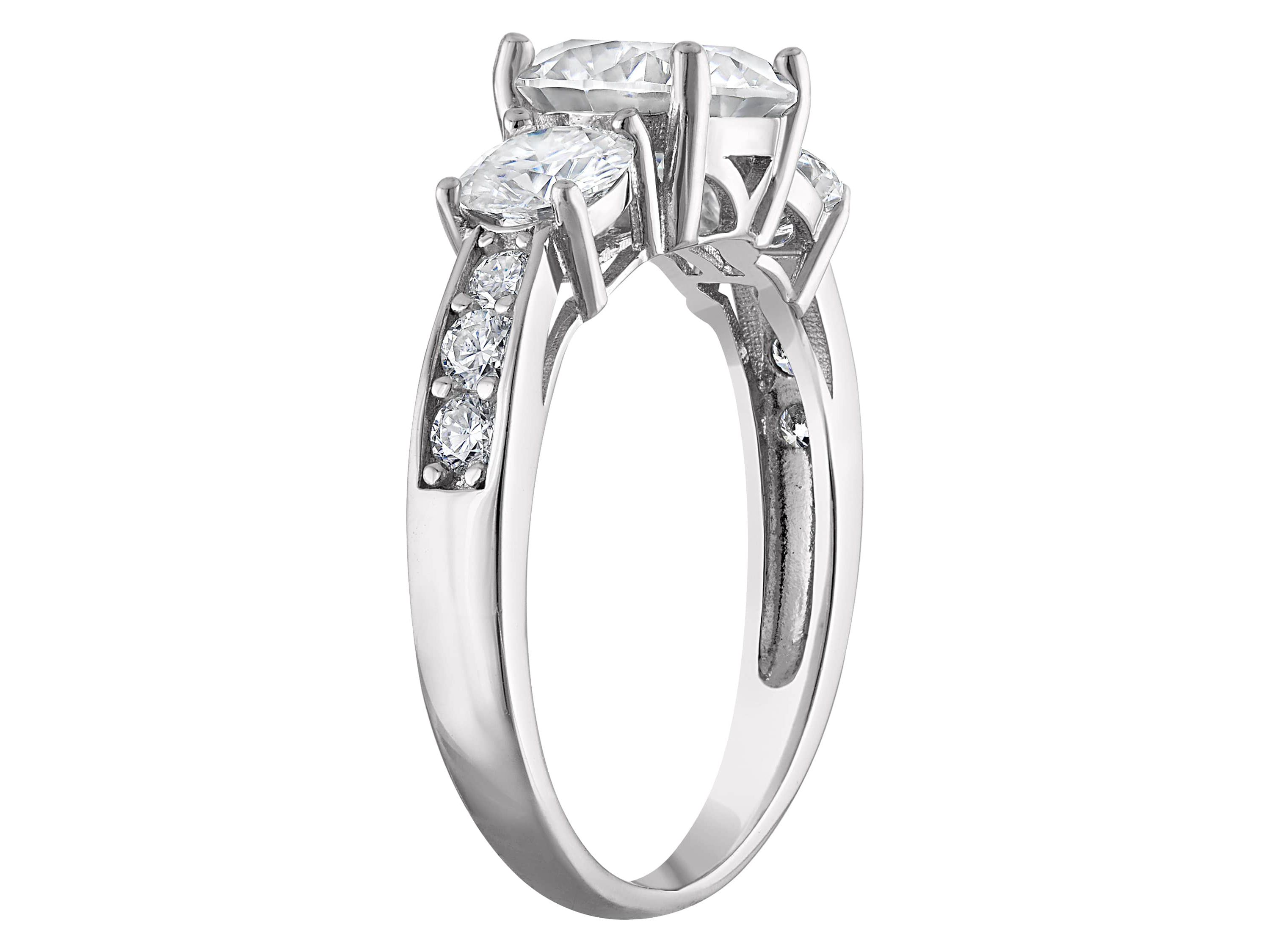 Lab Created Platinum Plated Silver Moissanite Ring