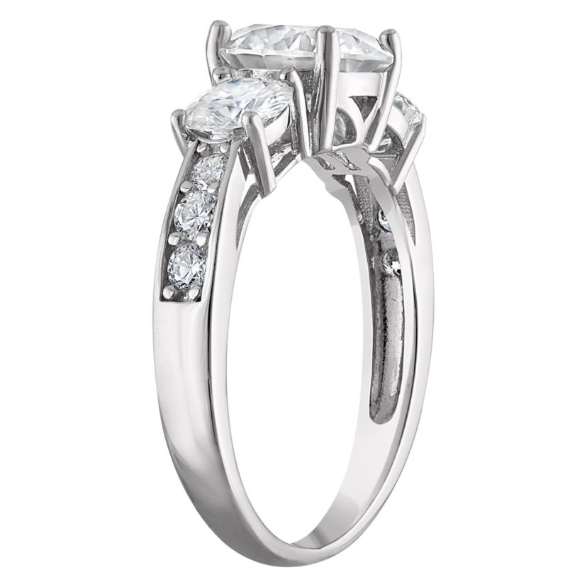 Lab Created Platinum Plated Silver Moissanite Ring