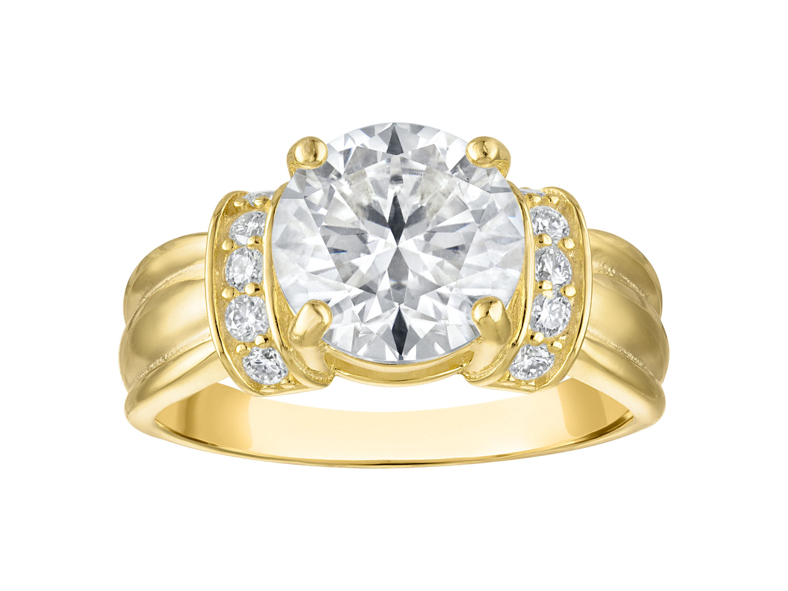 Lab Created Gold Plated Silver Moissanite Ring