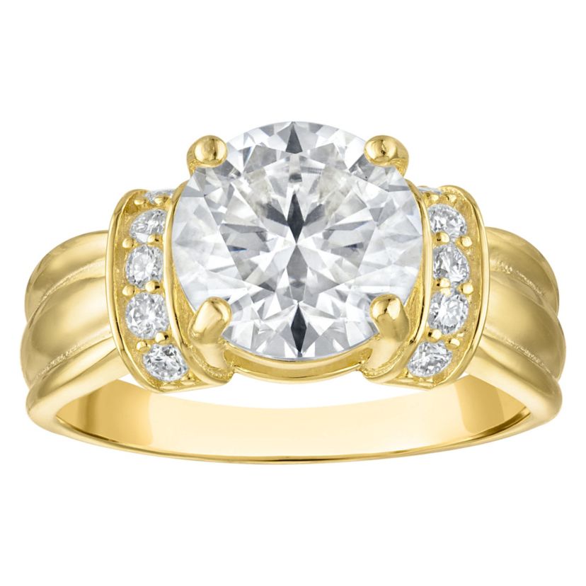 Lab Created Gold Plated Silver Moissanite Ring