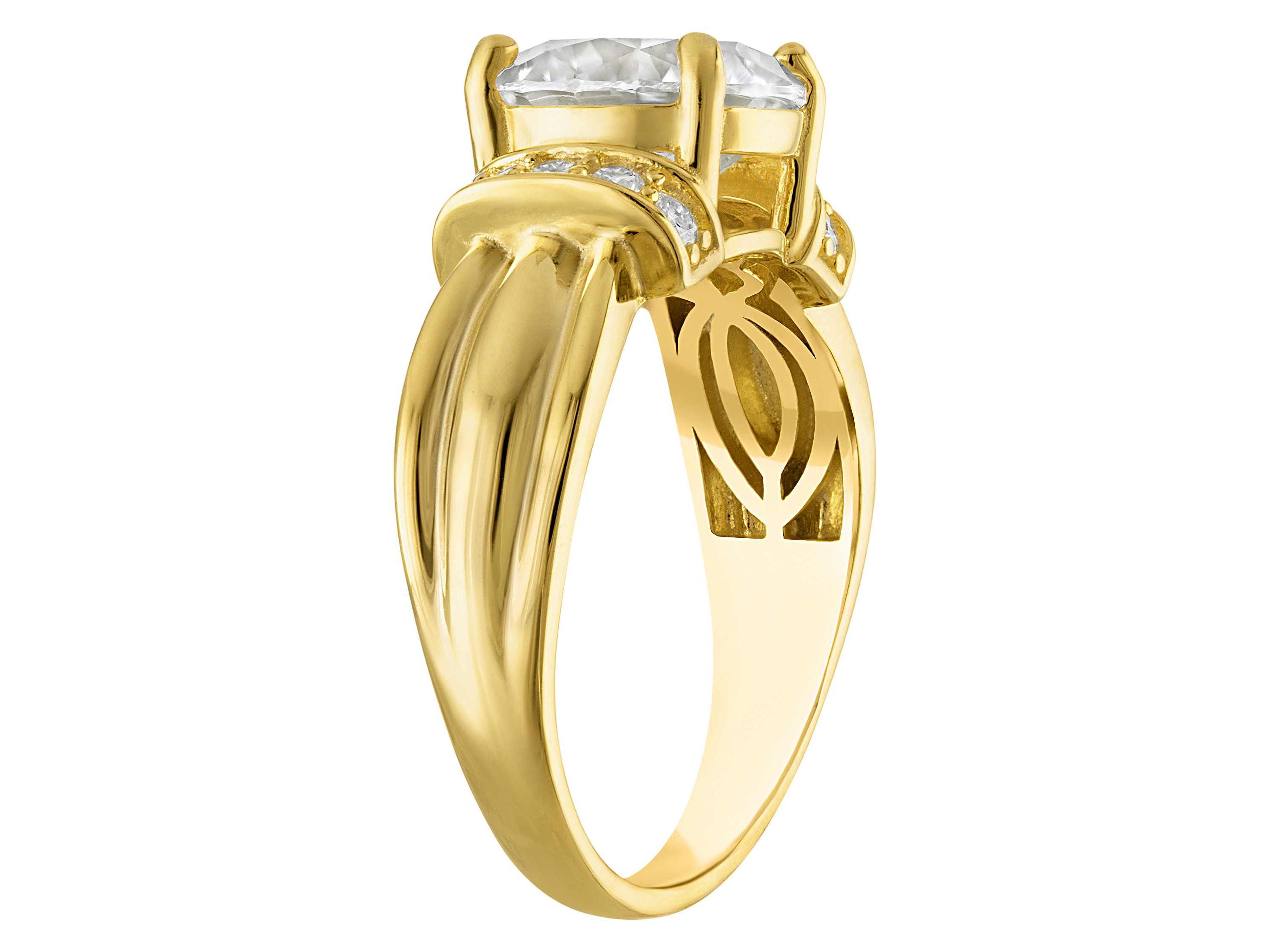 Lab Created Gold Plated Silver Moissanite Ring
