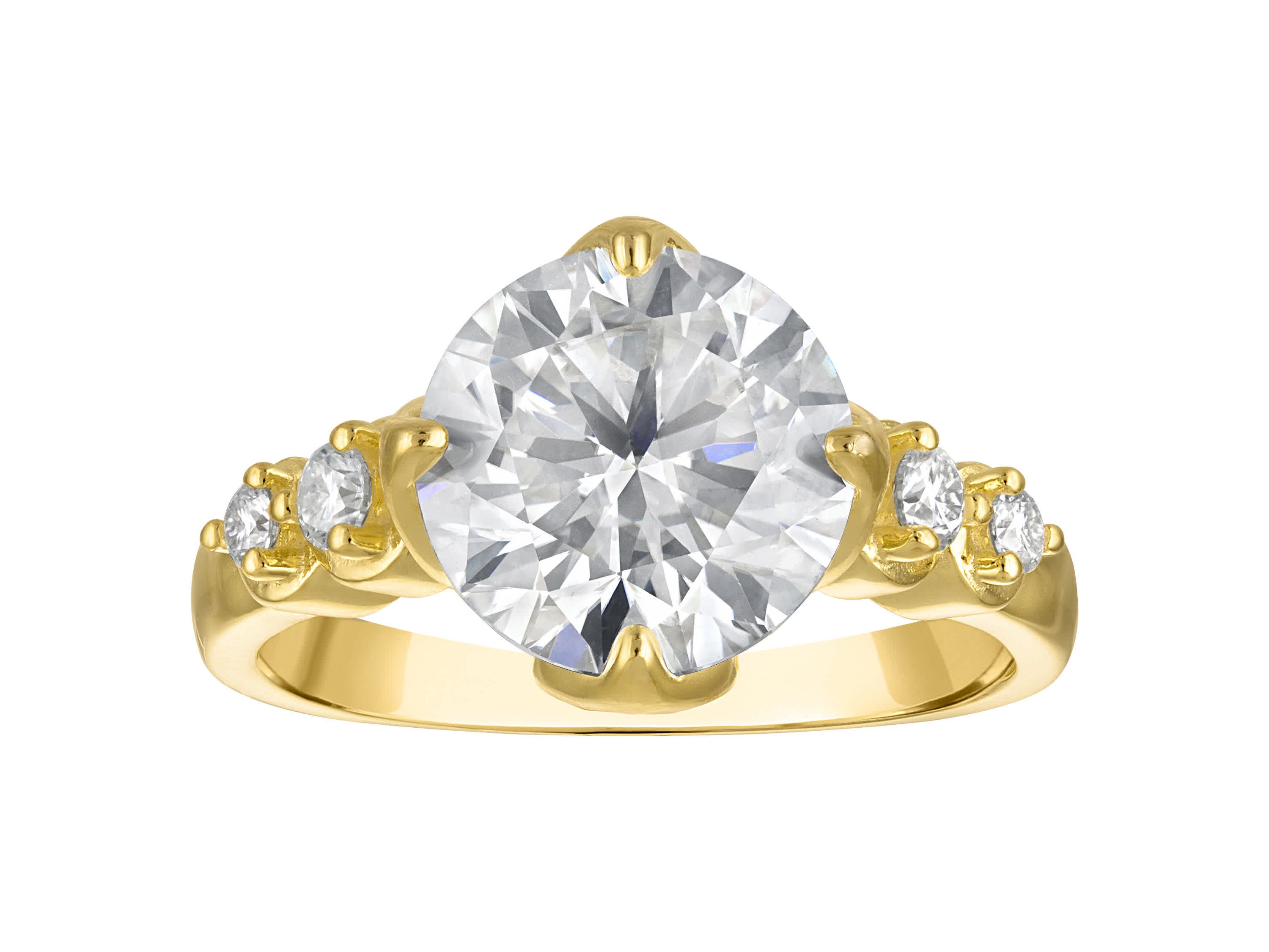 Lab Created Gold Plated Silver Moissanite Ring