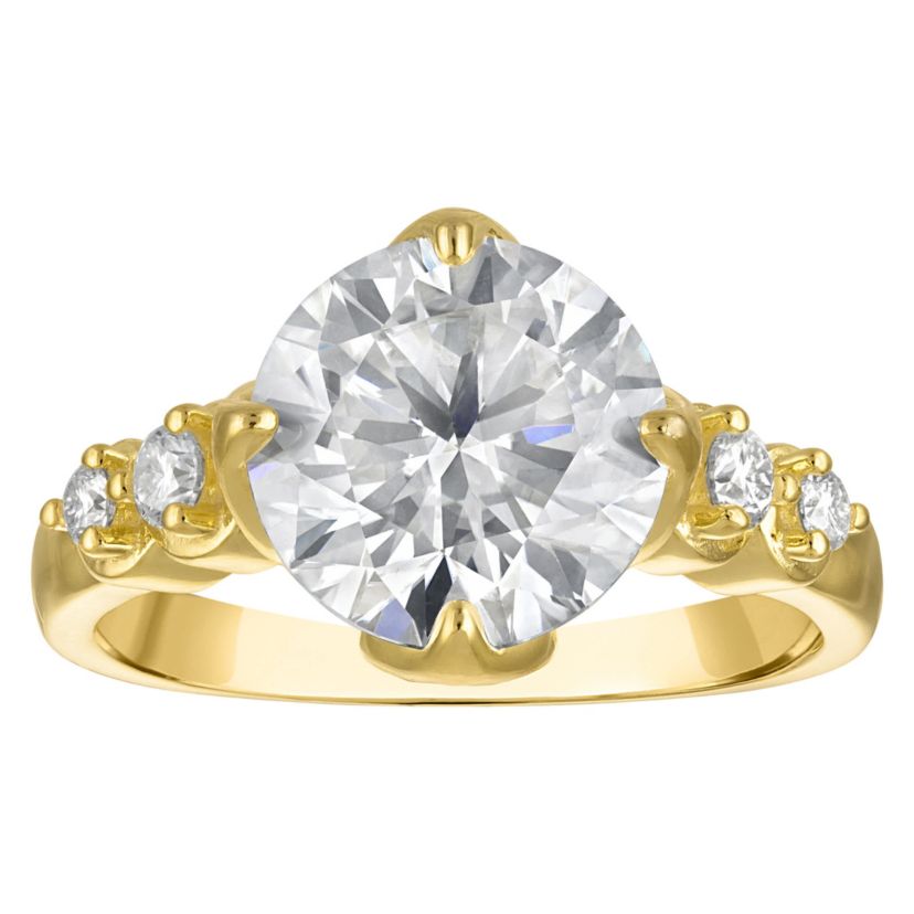 Lab Created Gold Plated Silver Moissanite Ring