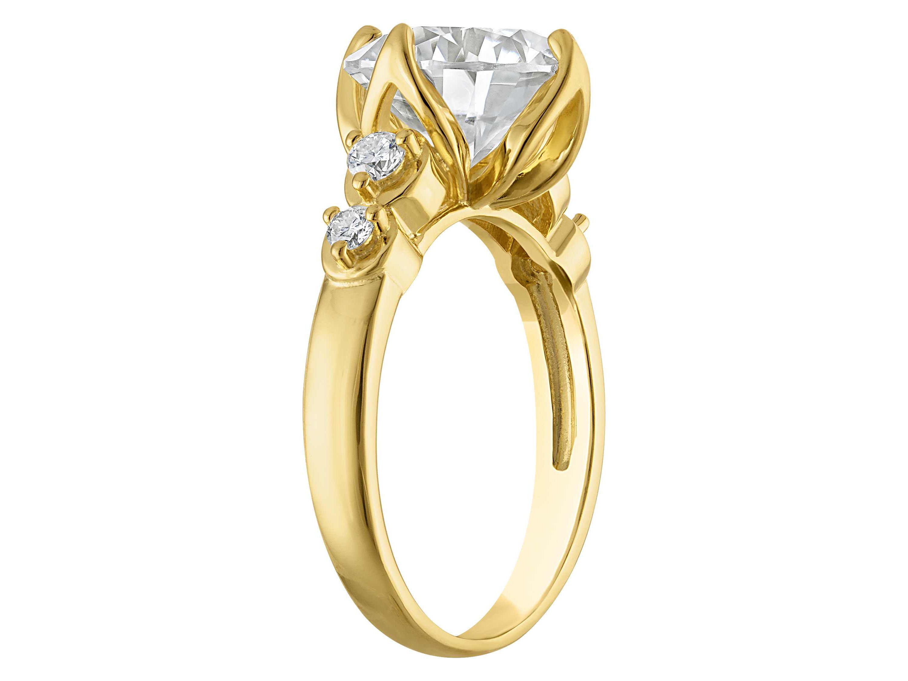 Lab Created Gold Plated Silver Moissanite Ring