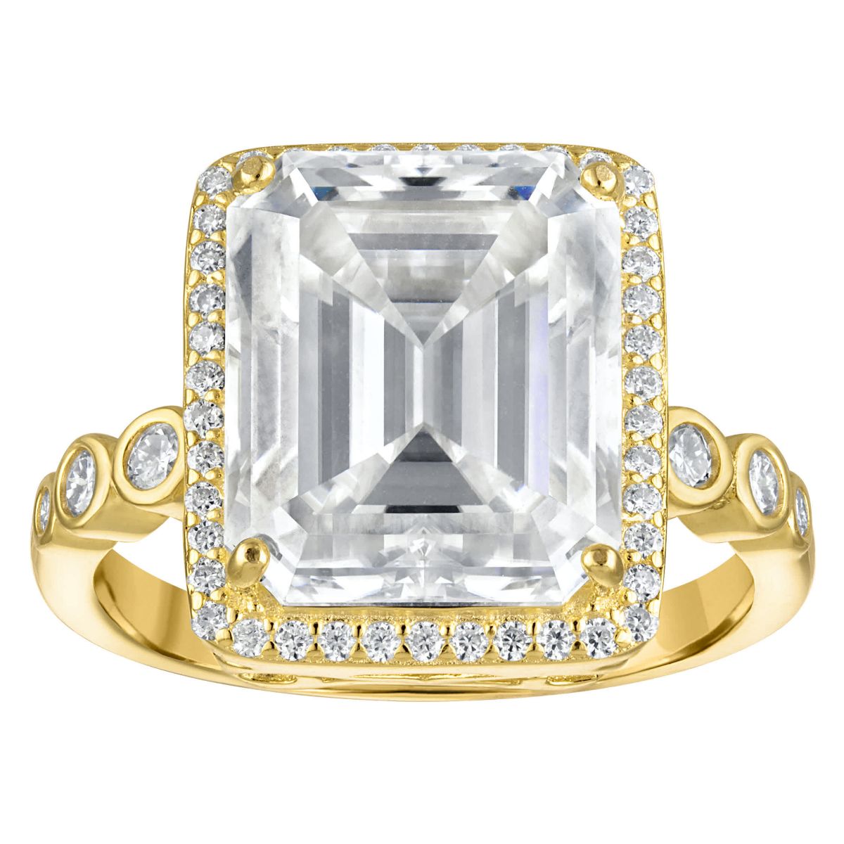 Lab Created Gold Plated Silver Moissanite Ring