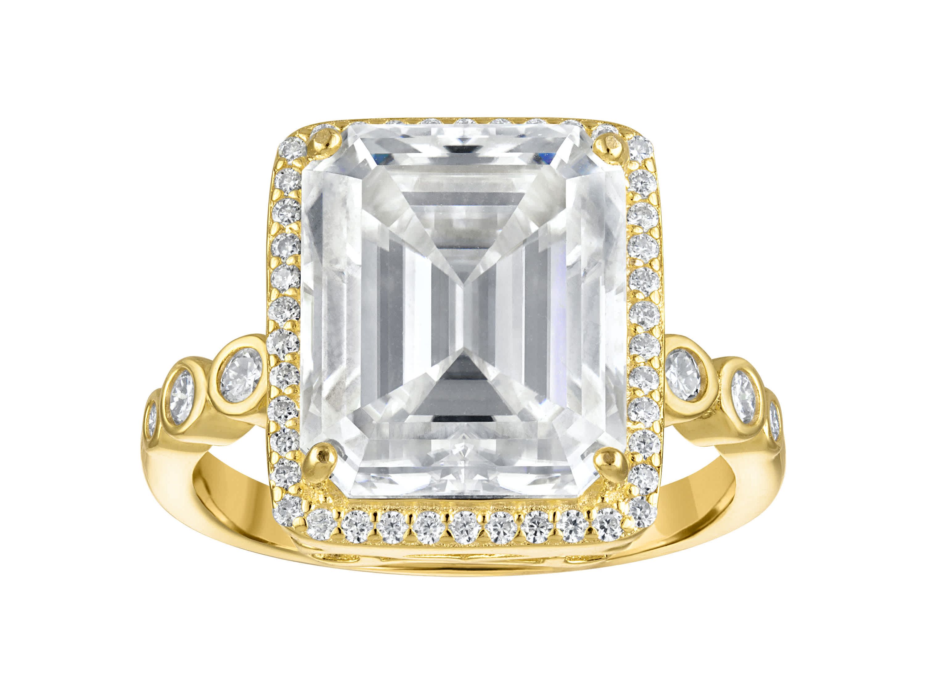 Lab Created Gold Plated Silver Moissanite Ring