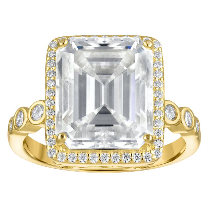 Lab Created Gold Plated Silver Moissanite Ring