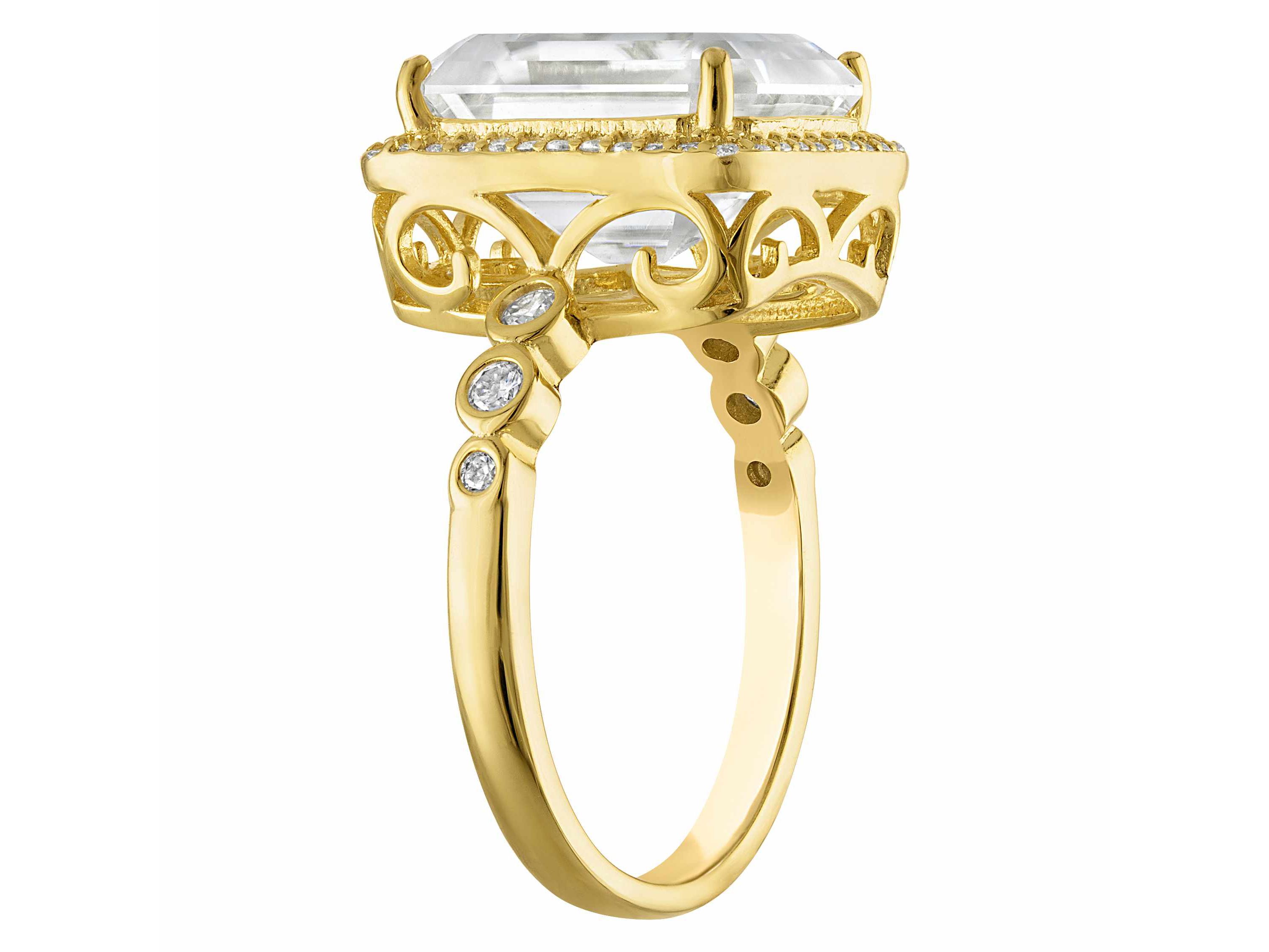 Lab Created Gold Plated Silver Moissanite Ring