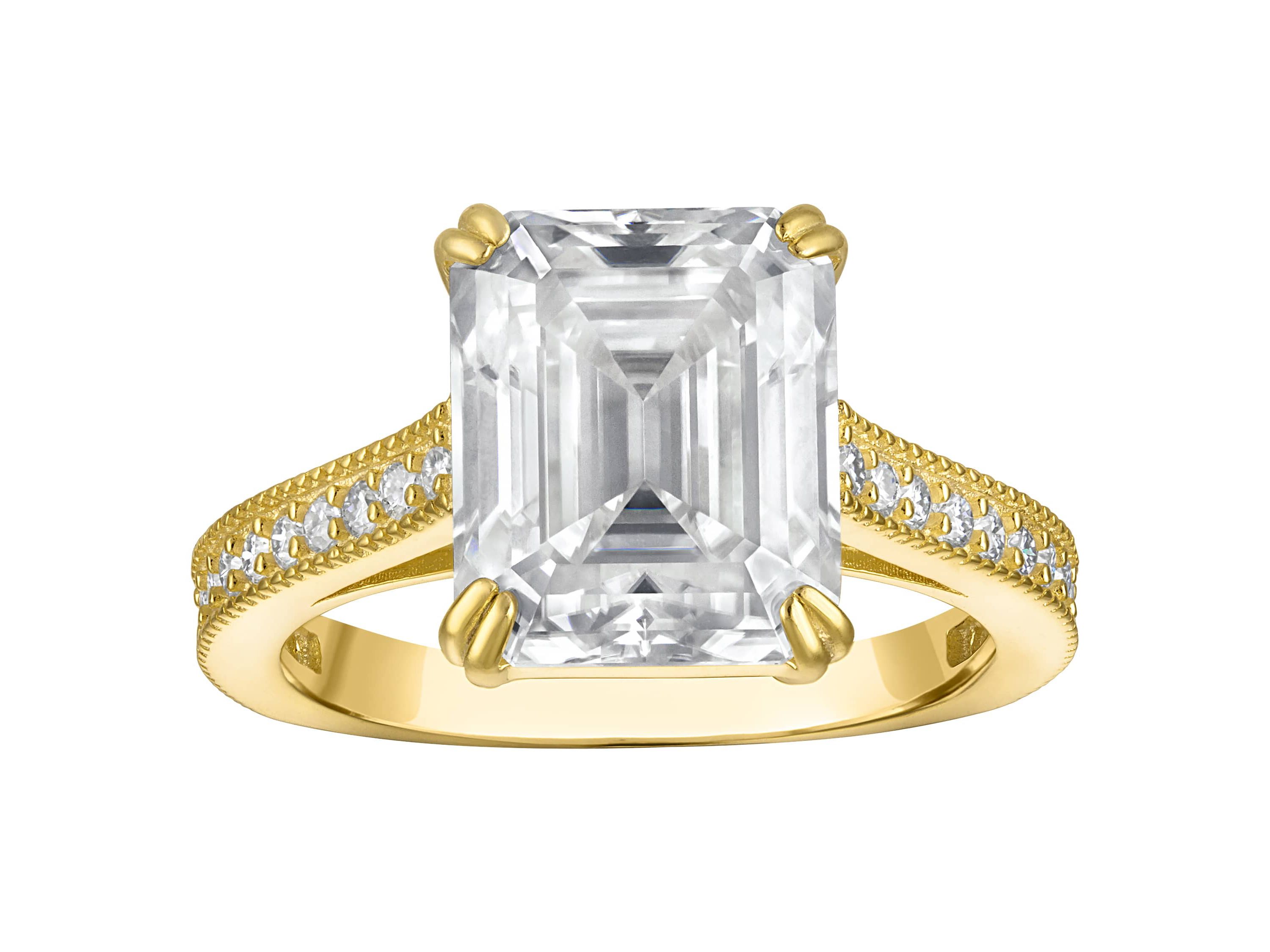 Lab Created Gold Plated Silver Moissanite Ring