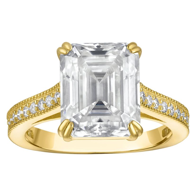 Lab Created Gold Plated Silver Moissanite Ring