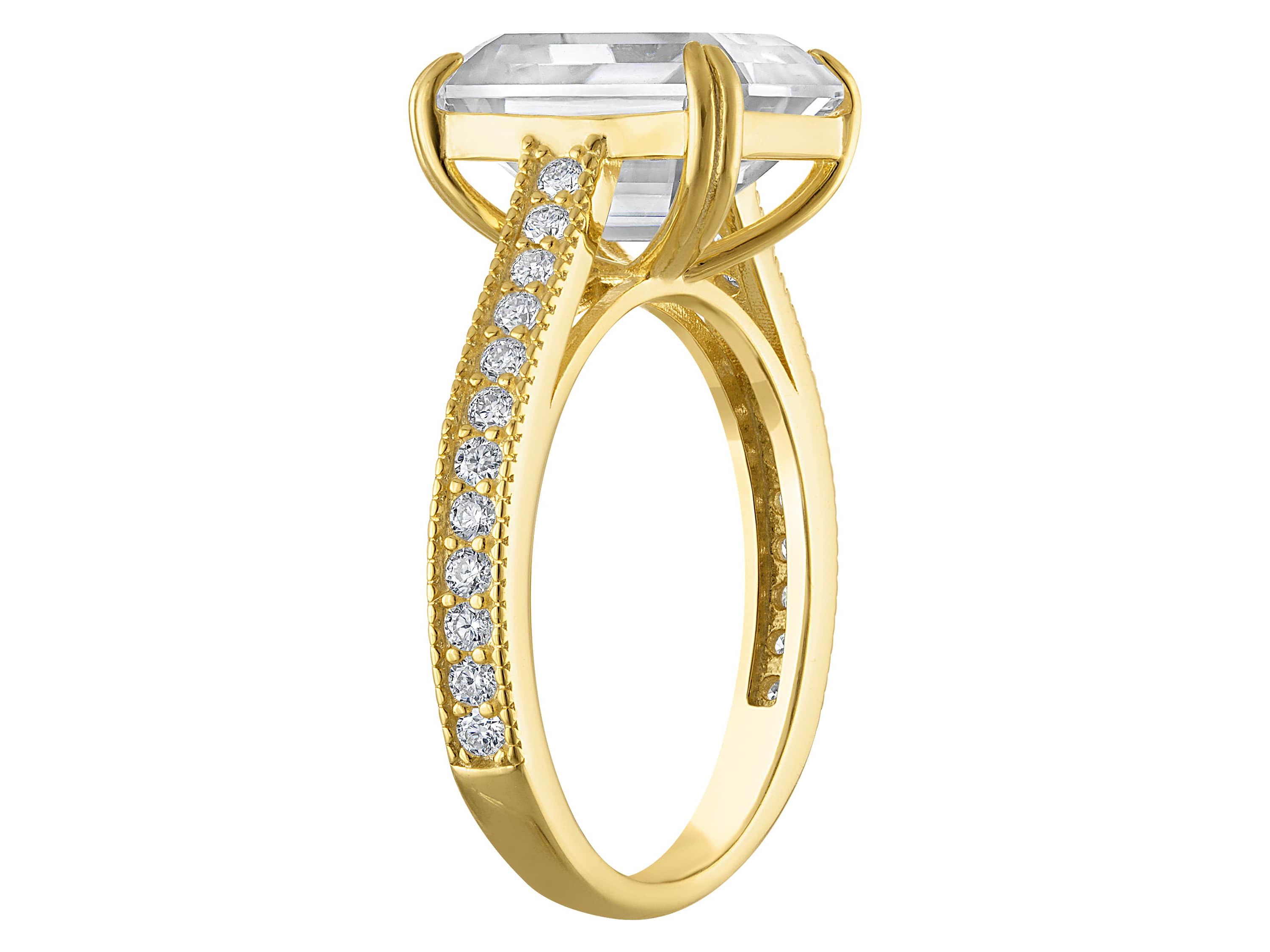Lab Created Gold Plated Silver Moissanite Ring