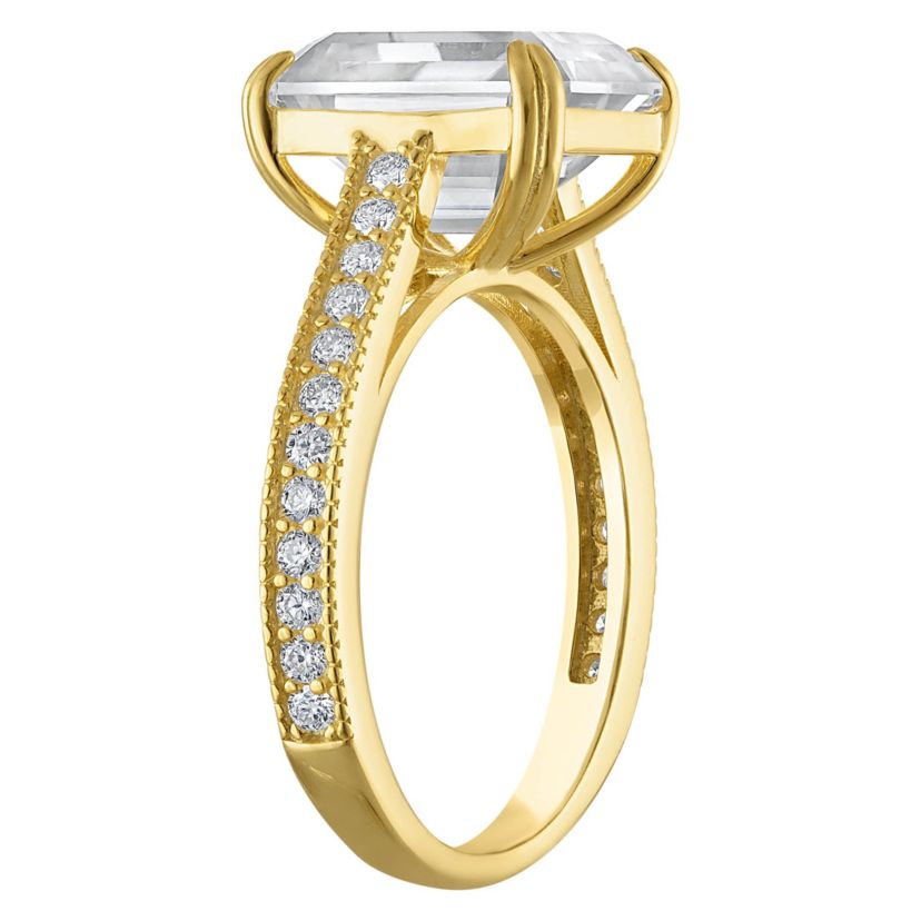 Lab Created Gold Plated Silver Moissanite Ring