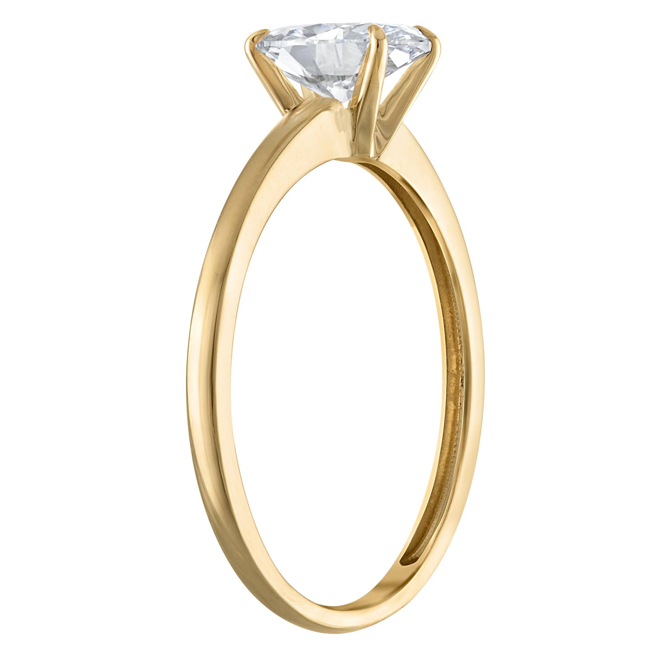 Lab Created 14k Yellow Gold 1 cttw Lab-Grown Diamond Oval Solitaire Ring