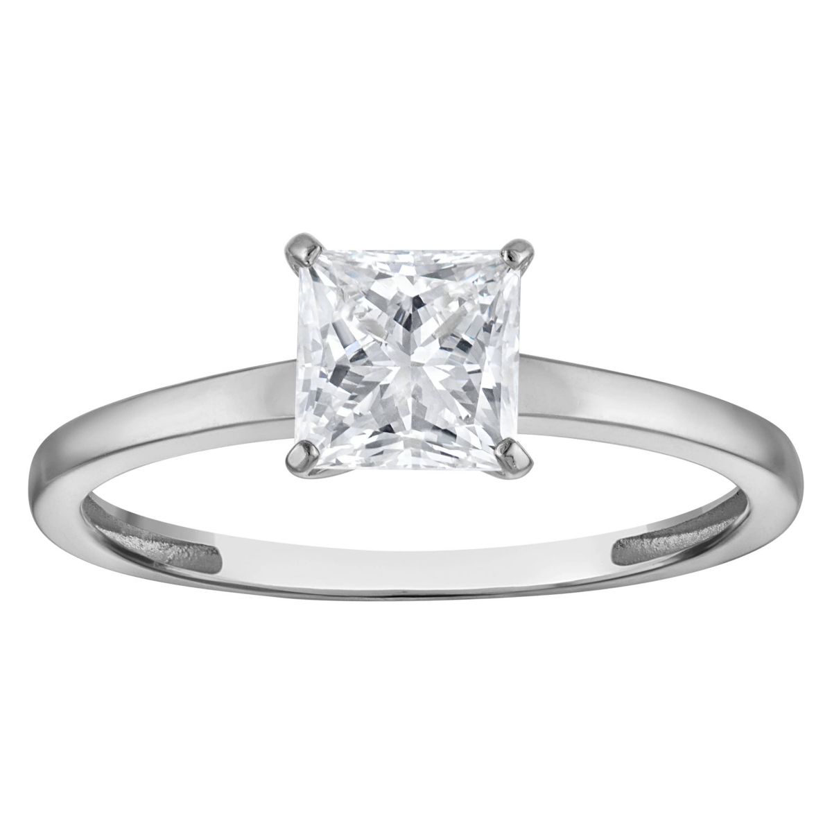 Lab Created 14k White Gold 1 cttw Lab-Grown Diamond Princess Solitaire Ring