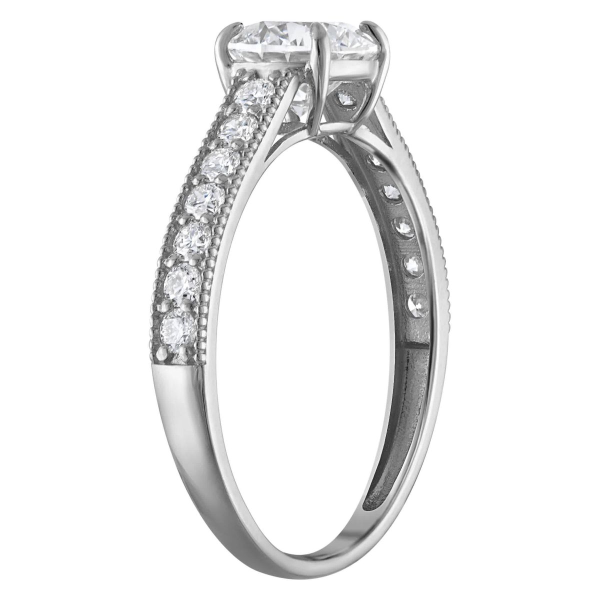 Lab Created 14k White Gold 1.35 cttw Lab-Grown Diamond Round Engagement Ring