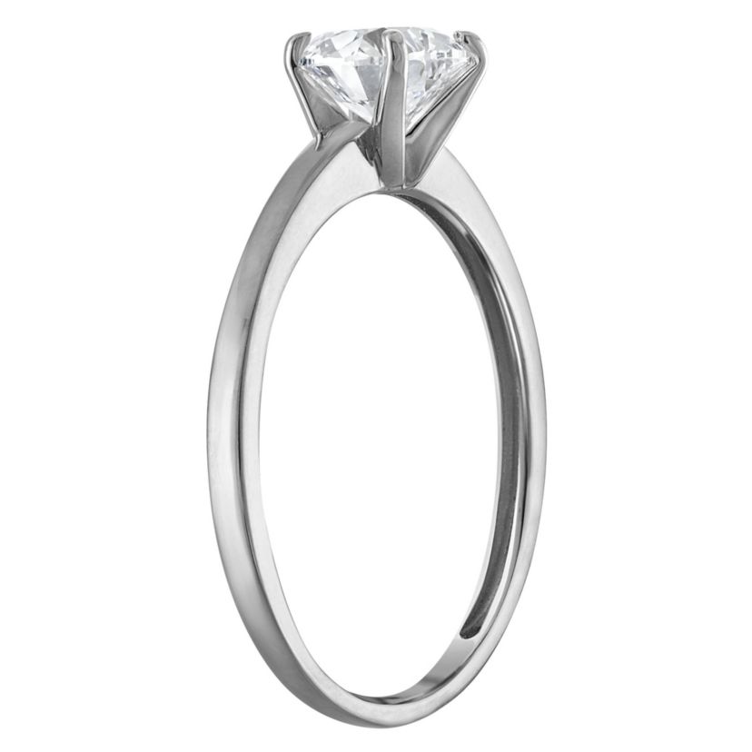Lab Created 14k White Gold 1 cttw Lab-Grown Diamond Heart Solitaire Ring