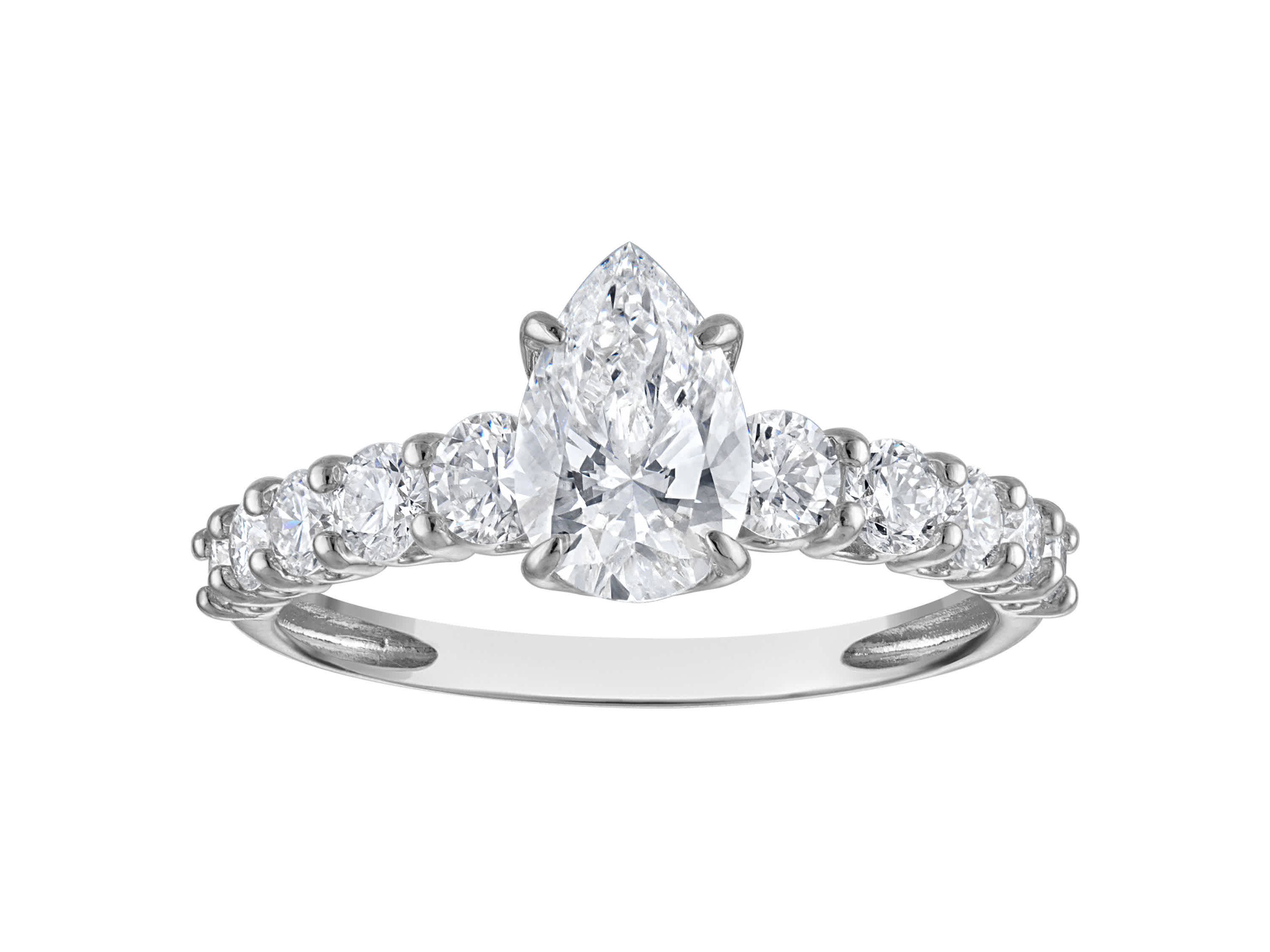 Lab Created 14k White Gold 2 cttw Lab-Grown Diamond Pear Engagement Ring