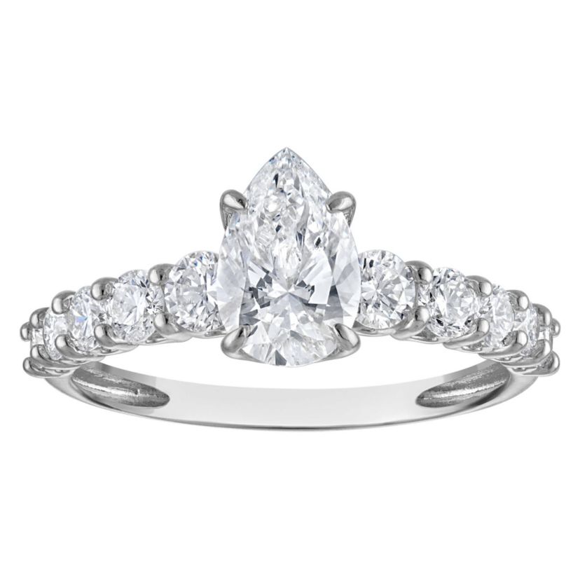 Lab Created 14k White Gold 2 cttw Lab-Grown Diamond Pear Engagement Ring