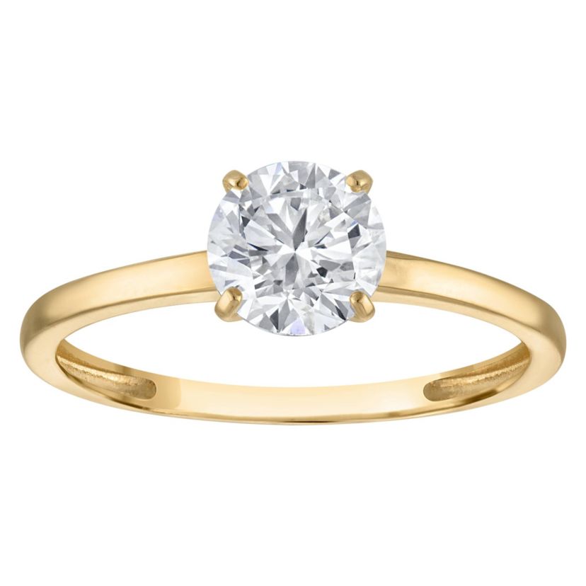Lab Created 14k Yellow Gold 1 cttw Lab-Grown Diamond Round Solitaire Ring