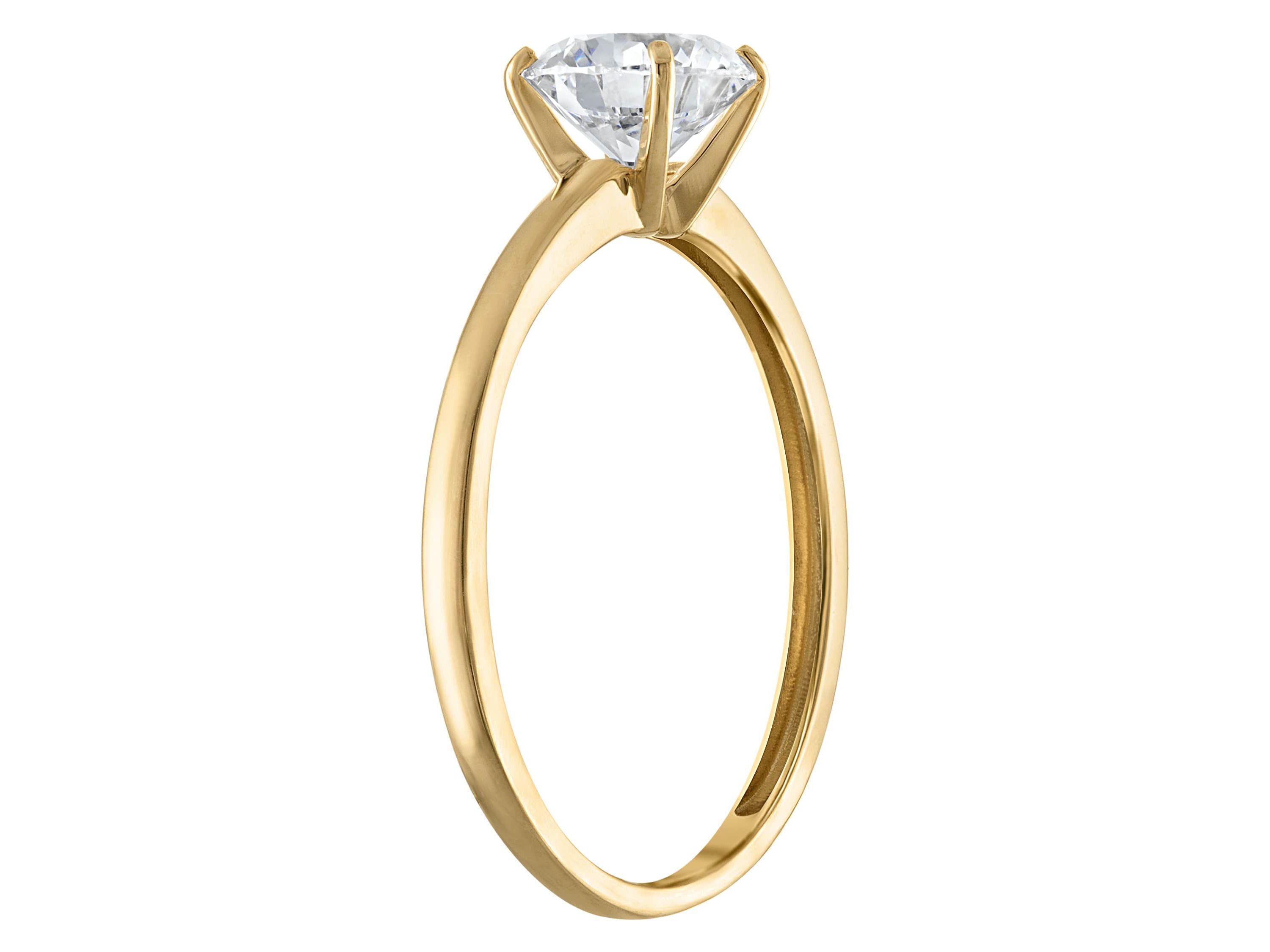 Lab Created 14k Yellow Gold 1 cttw Lab-Grown Diamond Round Solitaire Ring
