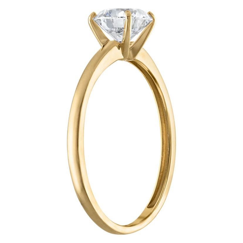 Lab Created 14k Yellow Gold 1 cttw Lab-Grown Diamond Round Solitaire Ring
