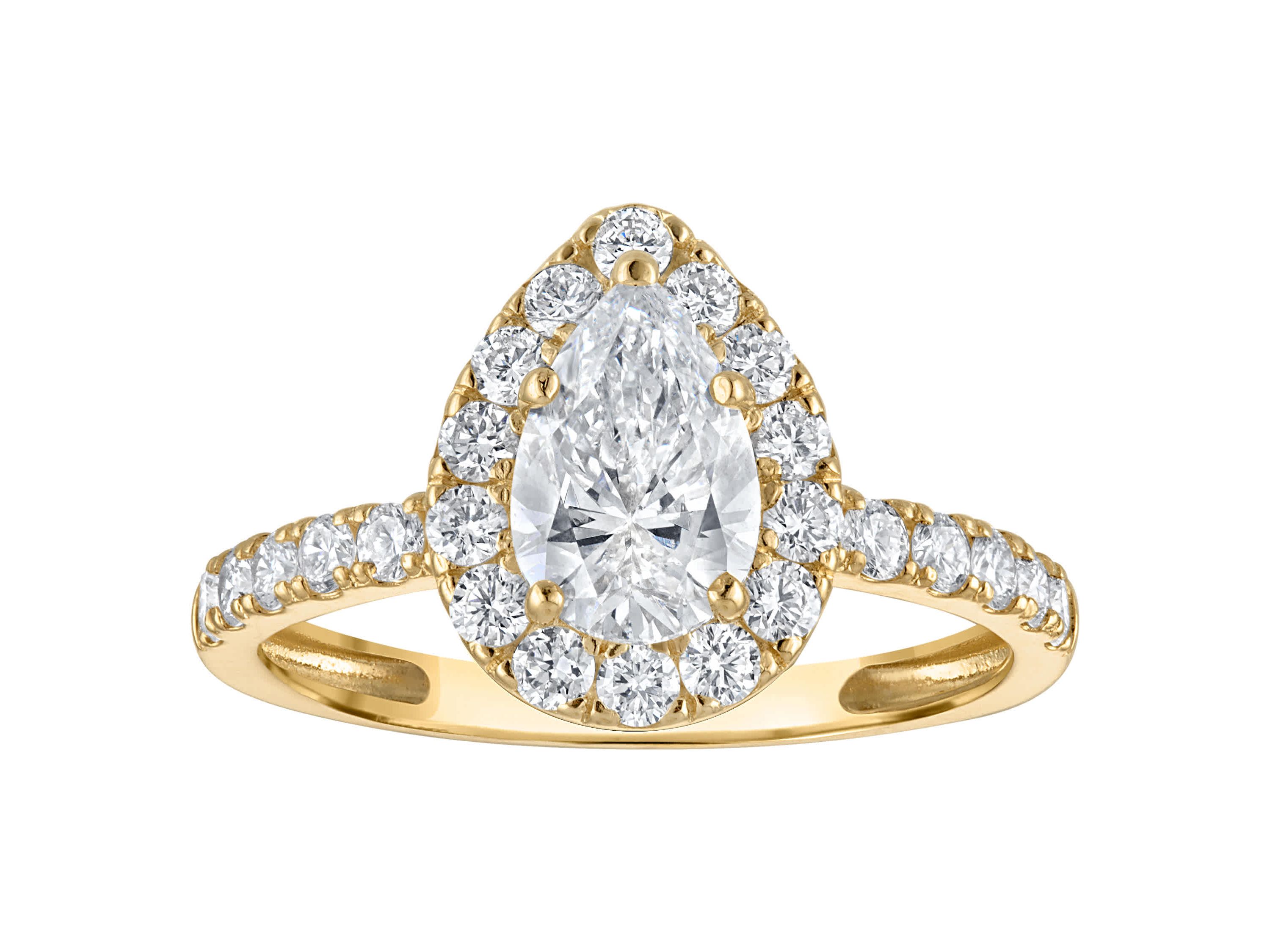 Lab Created 14k Yellow Gold 1.7 cttw Lab-Grown Diamond Pear Engagement Ring